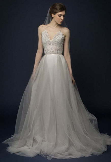 Свадебное платье Almina. Силуэт А-силуэт. Цвет Айвори / Капучино, Пепельный / Металлик. Вид 4