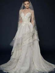 Свадебное платье Allota. Силуэт А-силуэт. Цвет Белый / Молочный, Айвори / Капучино. Вид 1