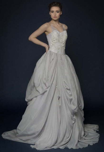 Свадебное платье Nilma. Силуэт Пышное, А-силуэт. Цвет Пепельный / Металлик. Вид 5