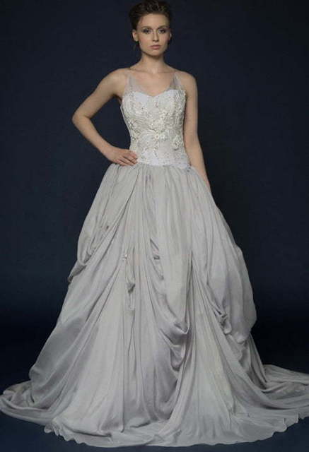 Свадебное платье Nilma. Силуэт Пышное, А-силуэт. Цвет Пепельный / Металлик. Вид 9