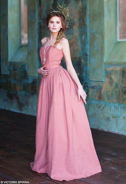 Свадебное платье Crisanti. Силуэт А-силуэт. Цвет оттенки Розового. Вид 2