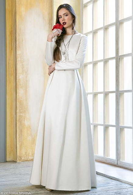 Свадебное платье Nephele. Силуэт А-силуэт. Цвет Айвори / Капучино, Белый / Молочный. Вид 3