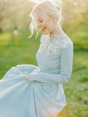 Свадебное платье Lorem. Силуэт А-силуэт. Цвет Голубой / Синий. Вид 1