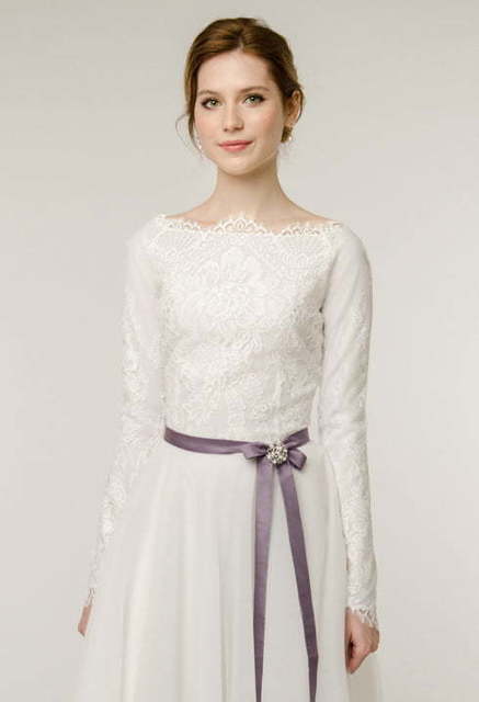 Свадебное платье Esmer. Силуэт А-силуэт, Прямое. Цвет Белый / Молочный. Вид 3