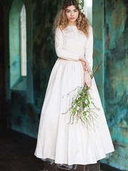 Свадебное платье Raya. Силуэт А-силуэт, Прямое. Цвет Айвори / Капучино, оттенки Розового. Вид 1