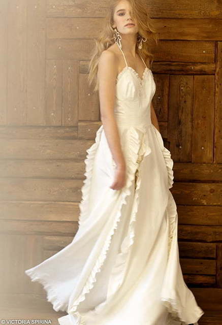 Свадебное платье Cascara. Силуэт А-силуэт. Цвет Айвори / Капучино, Белый / Молочный. Вид 3