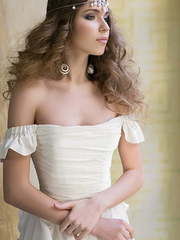 Свадебное платье Leila. Силуэт А-силуэт. Цвет Айвори / Капучино. Вид 2