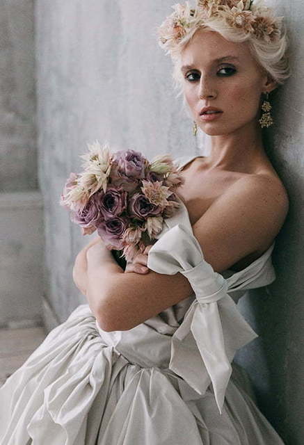 Свадебное платье Muna. Силуэт Пышное, А-силуэт. Цвет Айвори / Капучино, Белый / Молочный, Пепельный / Металлик. Вид 6