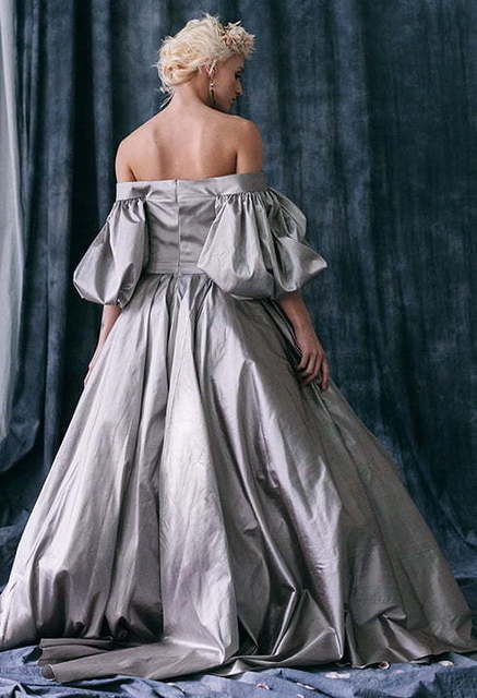 Свадебное платье Ganna. Силуэт Пышное, А-силуэт. Цвет Пепельный / Металлик. Вид 2