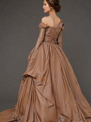 Свадебное платье Hestia. Силуэт Пышное, А-силуэт. Цвет Айвори / Капучино, Золото. Вид 2