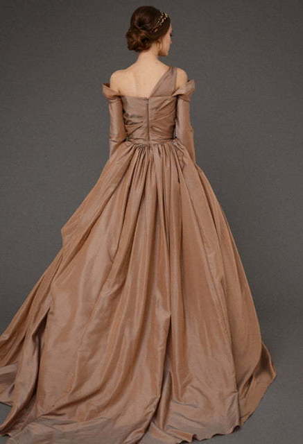 Свадебное платье Hestia. Силуэт Пышное, А-силуэт. Цвет Айвори / Капучино, Золото. Вид 5