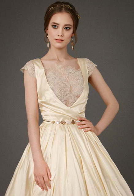 Свадебное платье Briar. Силуэт А-силуэт. Цвет Айвори / Капучино, Золото. Вид 4