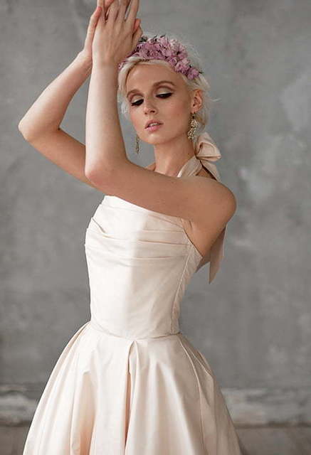 Свадебное платье Amond. Силуэт А-силуэт. Цвет Белый / Молочный, оттенки Зеленого, Персик / Оранжевый. Вид 7