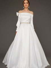 Свадебное платье Adelphi. Силуэт А-силуэт. Цвет Белый / Молочный, оттенки Зеленого. Вид 1