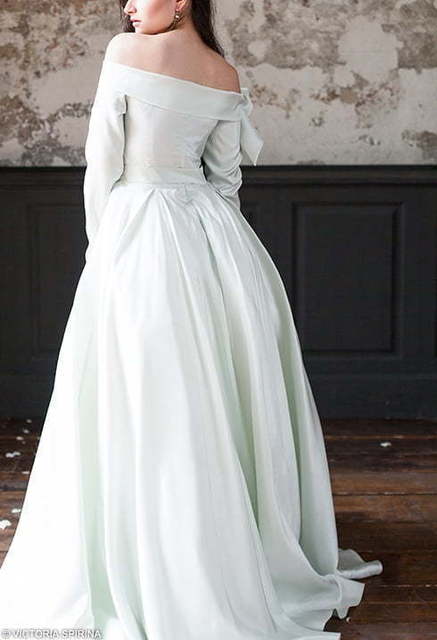 Свадебное платье Adelphi. Силуэт А-силуэт. Цвет Белый / Молочный, оттенки Зеленого. Вид 9