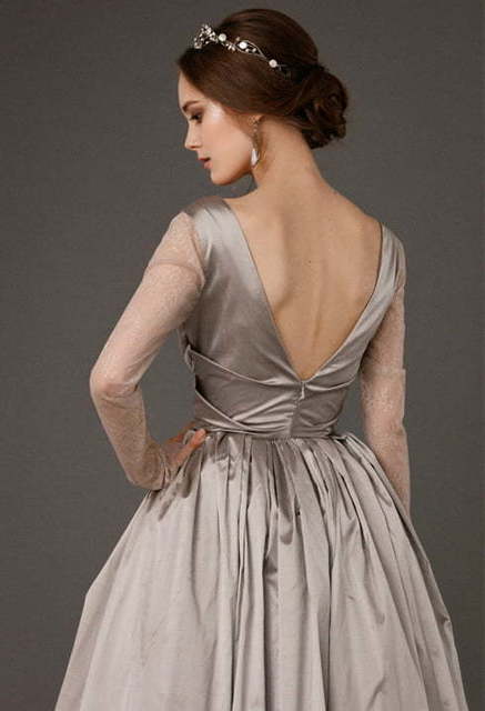 Свадебное платье Briar Silver. Силуэт А-силуэт. Цвет Пепельный / Металлик. Вид 4