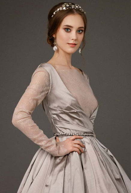 Свадебное платье Briar Silver. Силуэт А-силуэт. Цвет Пепельный / Металлик. Вид 5