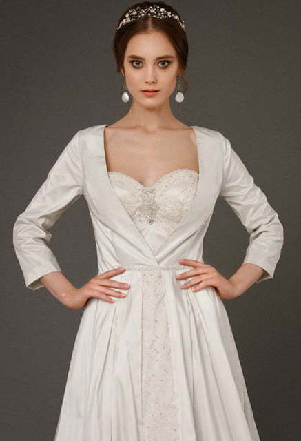 Свадебное платье Yupraxia. Силуэт А-силуэт. Цвет Айвори / Капучино, Белый / Молочный. Вид 4