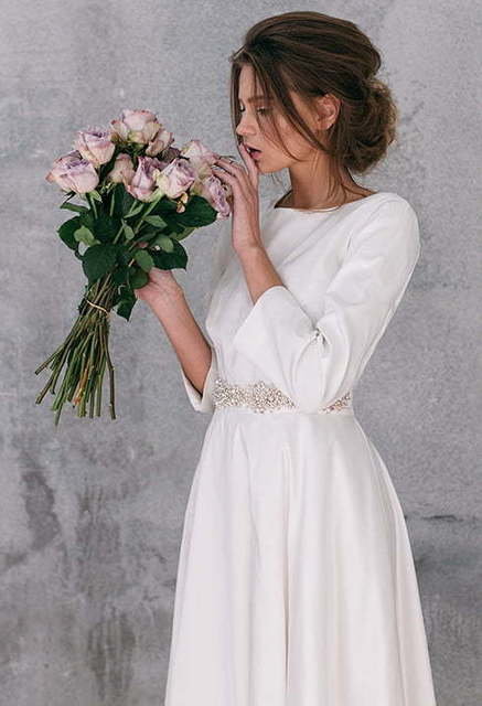 Свадебное платье Kanika. Силуэт А-силуэт, Прямое. Цвет Белый / Молочный. Вид 3