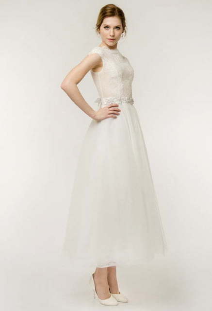 Свадебное платье Nitta. Силуэт А-силуэт, Прямое. Цвет Белый / Молочный. Вид 4