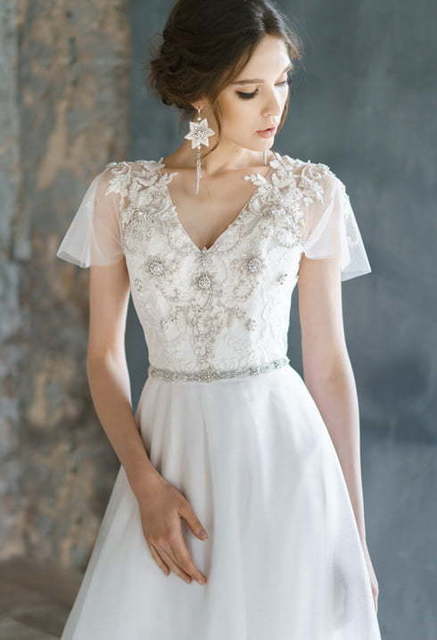 Свадебное платье Anisia. Силуэт А-силуэт, Прямое. Цвет Белый / Молочный. Вид 3