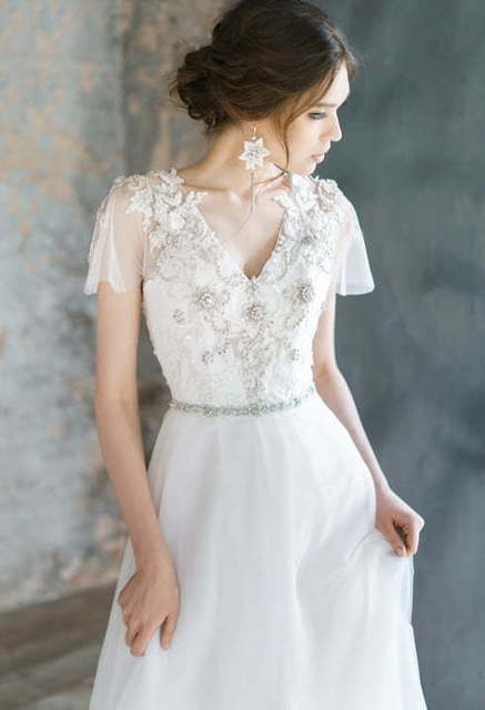 Свадебное платье Anisia. Силуэт А-силуэт, Прямое. Цвет Белый / Молочный. Вид 4