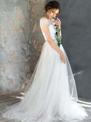 Свадебное платье Floreana. Силуэт А-силуэт, Прямое. Цвет Белый / Молочный. Вид 1