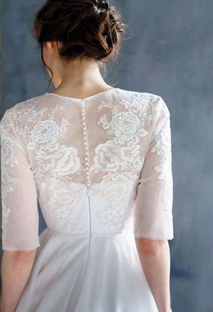 Свадебное платье Rauza. Силуэт А-силуэт, Прямое. Цвет Белый / Молочный. Вид 3