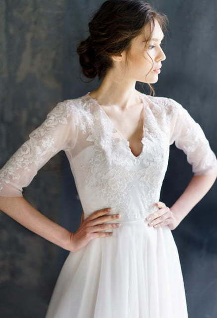 Свадебное платье Rauza. Силуэт А-силуэт, Прямое. Цвет Белый / Молочный. Вид 7