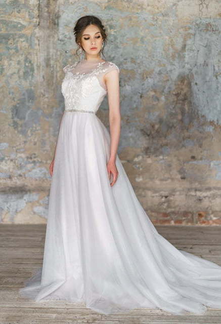 Свадебное платье Virinea. Силуэт А-силуэт, Прямое. Цвет Белый / Молочный. Вид 9