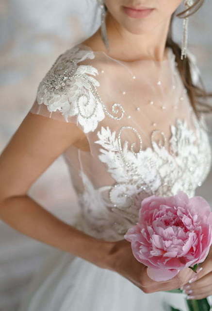 Свадебное платье Flania. Силуэт А-силуэт, Прямое. Цвет Белый / Молочный. Вид 3