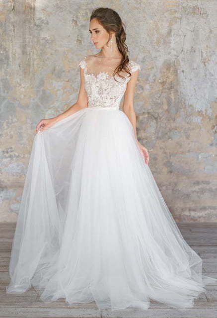 Свадебное платье Flania. Силуэт А-силуэт, Прямое. Цвет Белый / Молочный. Вид 5