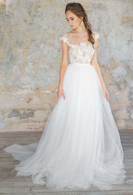 Свадебное платье Flania. Силуэт А-силуэт, Прямое. Цвет Белый / Молочный. Вид 7