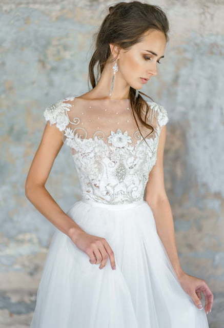 Свадебное платье Flania. Силуэт А-силуэт, Прямое. Цвет Белый / Молочный. Вид 8