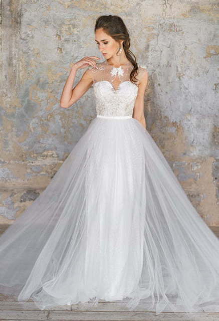 Свадебное платье Felice. Силуэт А-силуэт, Прямое. Цвет Белый / Молочный. Вид 4