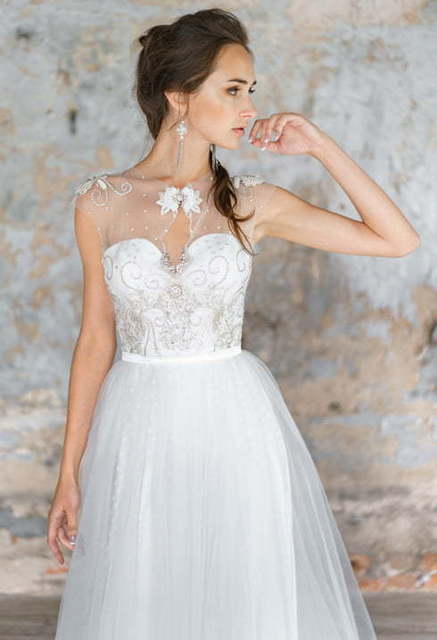 Свадебное платье Felice. Силуэт А-силуэт, Прямое. Цвет Белый / Молочный. Вид 5