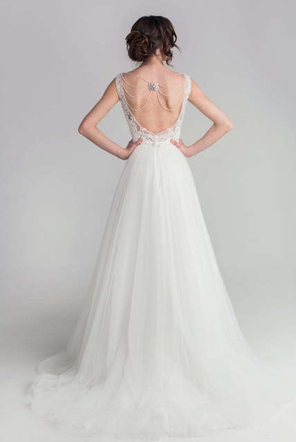 Свадебное платье 934. Силуэт А-силуэт. Цвет Белый / Молочный. Вид 2