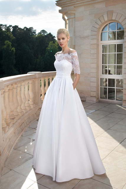 Свадебное платье 1205. Силуэт А-силуэт. Цвет Белый / Молочный. Вид 2