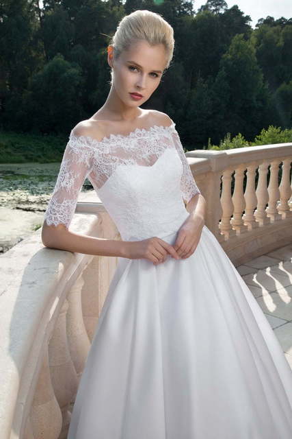 Свадебное платье 1205. Силуэт А-силуэт. Цвет Белый / Молочный. Вид 3