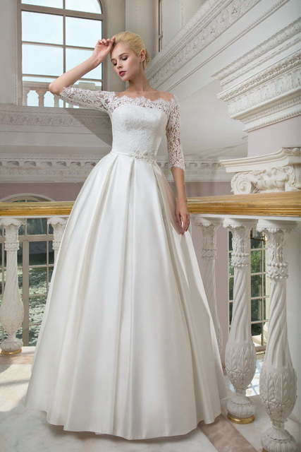 Свадебное платье 1215. Силуэт А-силуэт. Цвет Белый / Молочный. Вид 1