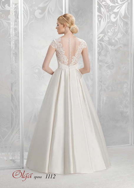 Свадебное платье 1112. Силуэт А-силуэт. Цвет Айвори / Капучино. Вид 2