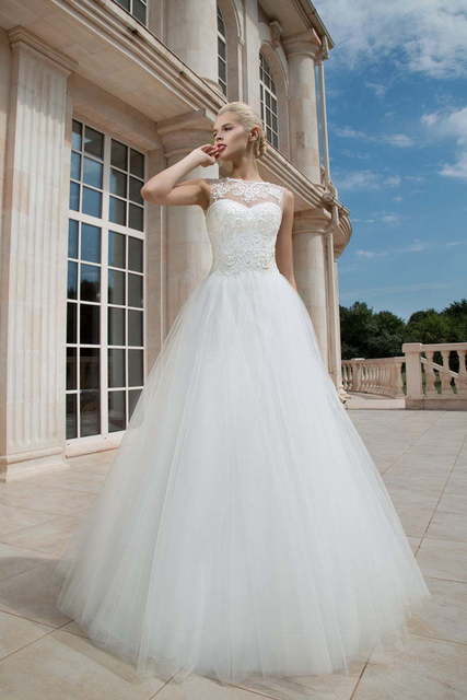 Свадебное платье 1227. Силуэт А-силуэт. Цвет Белый / Молочный. Вид 3