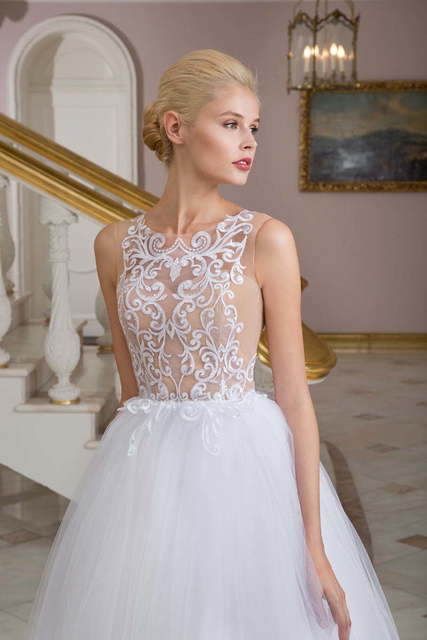 Свадебное платье 1250. Силуэт Пышное, А-силуэт. Цвет Белый / Молочный. Вид 3