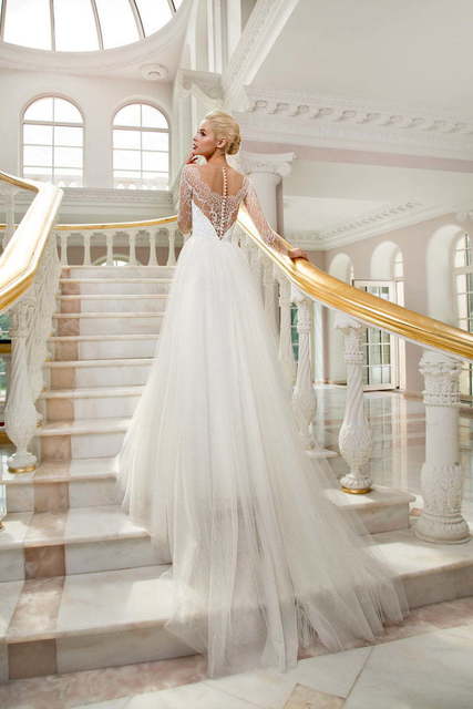 Свадебное платье 1229. Силуэт А-силуэт. Цвет Белый / Молочный. Вид 2