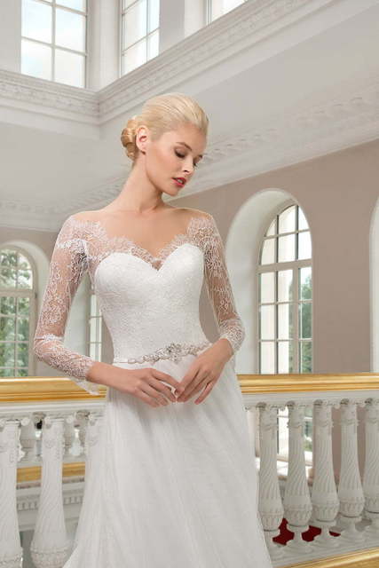 Свадебное платье 1229. Силуэт А-силуэт. Цвет Белый / Молочный. Вид 3