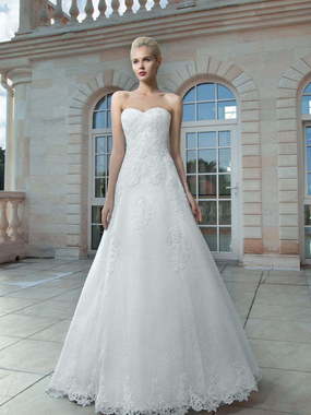 Свадебное платье 1240. Силуэт А-силуэт. Цвет Белый / Молочный. Вид 1