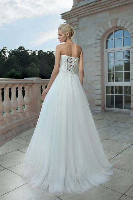 Свадебное платье 1240. Силуэт А-силуэт. Цвет Белый / Молочный. Вид 2