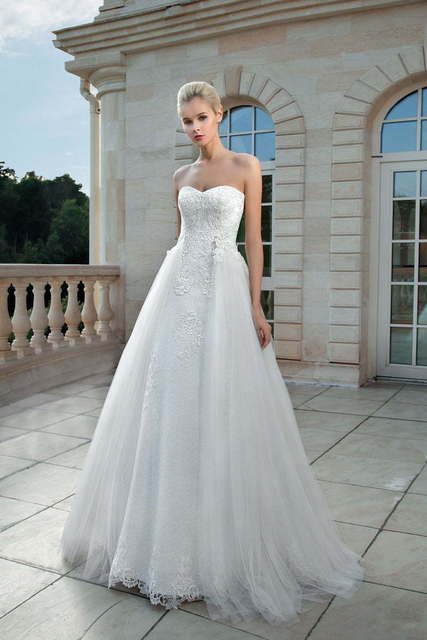 Свадебное платье 1240. Силуэт А-силуэт. Цвет Белый / Молочный. Вид 3