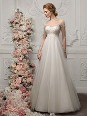 Свадебное платье 1168. Силуэт А-силуэт, Греческий. Цвет Айвори / Капучино. Вид 1