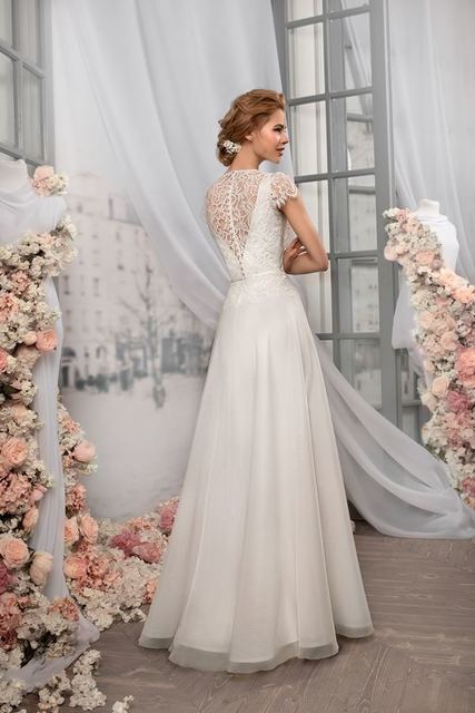 Свадебное платье 1156. Силуэт А-силуэт, Прямое. Цвет Айвори / Капучино, Белый / Молочный. Вид 2